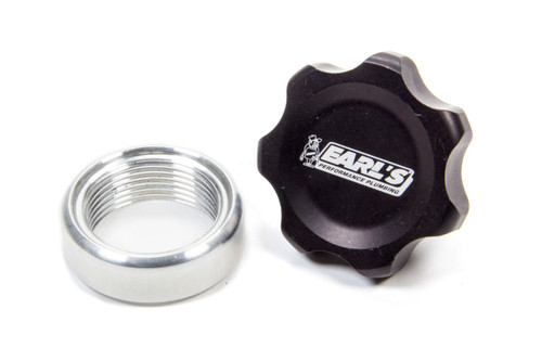 Earls 166018ERL Bung and Cap Kit, 1.380 in OD, Weld-On, Aluminum Bung, Aluminum Threaded Cap, Black Anodized, Kit