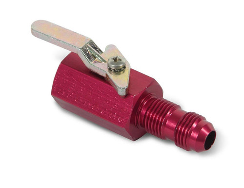 Earls 230502ERL Shut Off Valve, Manual, 3/8 in NPT Female to 6 AN Bulkhead, 2-3/4 in Length, Aluminum, Red Anodized, Each