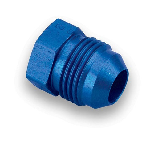 Earls 980608ERL Fitting, Plug, 8 AN, Hex Head, Aluminum, Blue Anodized, Each