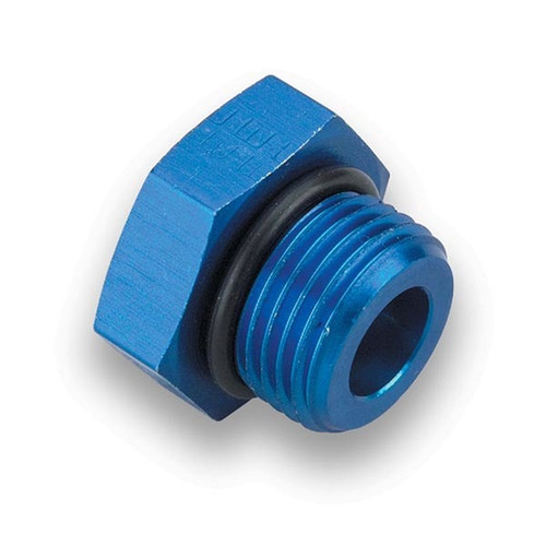 Earls 981408ERL Fitting, Plug, 8 AN, O-Ring, Hex Head, Aluminum, Blue Anodized, Each