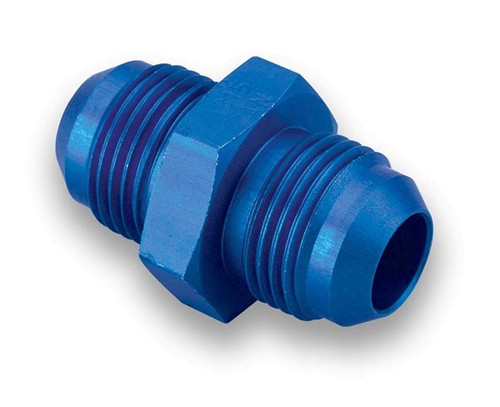 Earls 981504ERL Fitting, Adapter, Straight, 4 AN Male to 4 AN Male, Aluminum, Blue Anodized, Each