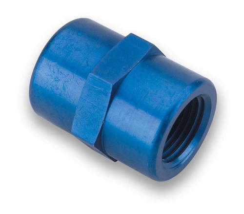 Earls 991004ERL Fitting, Adapter, Straight, 1/2 in NPT Female to 1/2 in NPT Female, Aluminum, Blue Anodized, Each