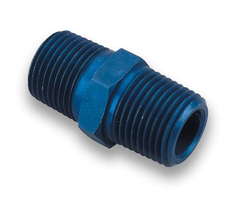 Earls 991104ERL Fitting, Adapter, Straight, 1/2 in NPT Male to 1/2 in NPT Male, Aluminum, Blue Anodized, Each