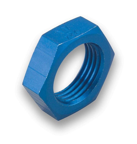 Earls 992408ERL Bulkhead Fitting Nut, 8 AN, Aluminum, Blue Anodized, Each