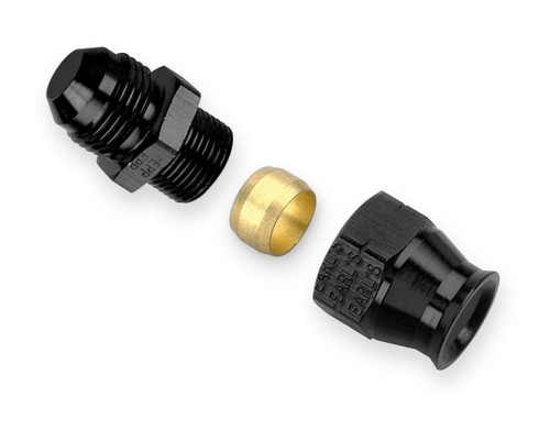 Earls AT165056ERL Fitting, Tube End, Straight, 6 AN Male to 5/16 in Tubing, Aluminum, Black Anodized, Each