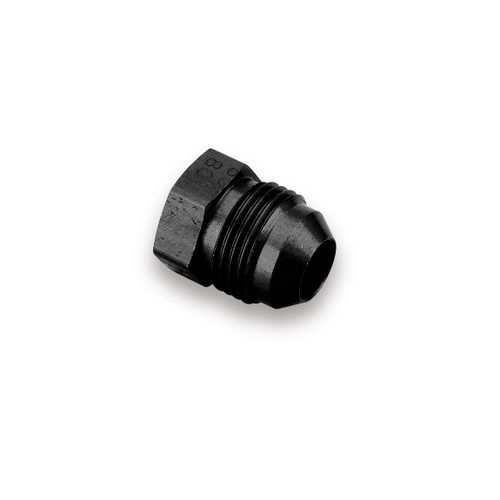 Earls AT980608ERL Fitting, Plug, 8 AN, Hex Head, Aluminum, Black Anodized, Each