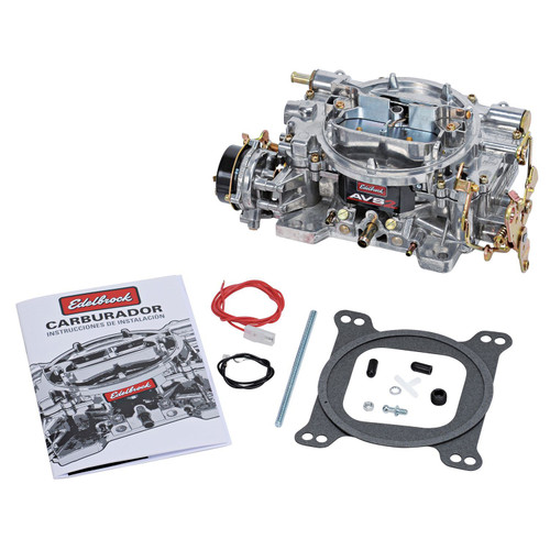 Edelbrock 1901 Carburetor, AVS2, 4-Barrel, 500 CFM, Square Bore, Electric Choke, Mechanical Secondary, Single Inlet, Satin, Each