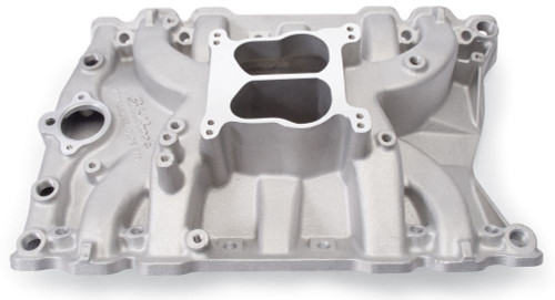 Edelbrock 2151 Intake Manifold, Performer Olds 455, Spread / Square Bore, Dual Plane, Aluminum, Natural, Oldsmobile V8, Each