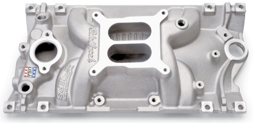 Edelbrock 2716 Intake Manifold, Performer EPS, Square Bore, Dual Plane, Aluminum, Natural, Vortec, Small Block Chevy, Each