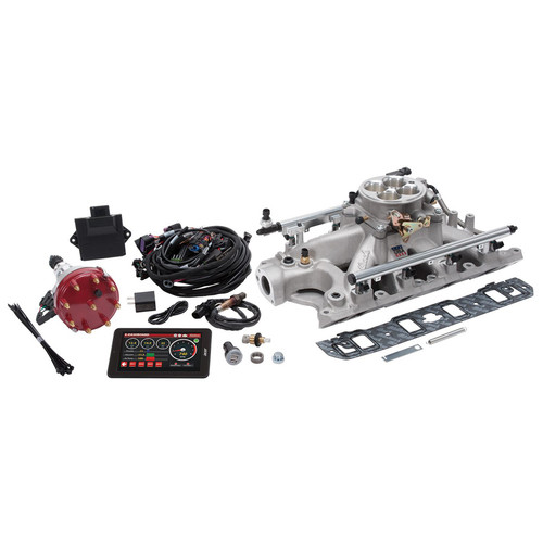 Edelbrock 35940 Fuel Injection, Pro-Flo 4, Multi Port, Sequential, Square Bore, 35 lb/hr Injectors, 1000 CFM, Distributor, Aluminum, Natural, Small Block Ford, Kit