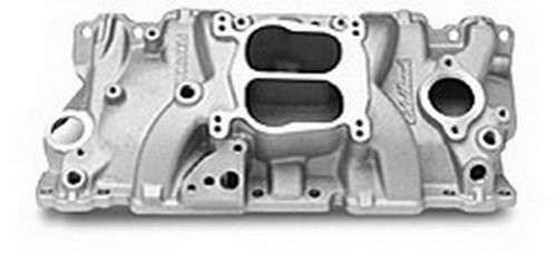 Edelbrock 3706 Intake Manifold, Performer, Spread / Square Bore, Dual Plane, Aluminum, Natural, Small Block Chevy, Each