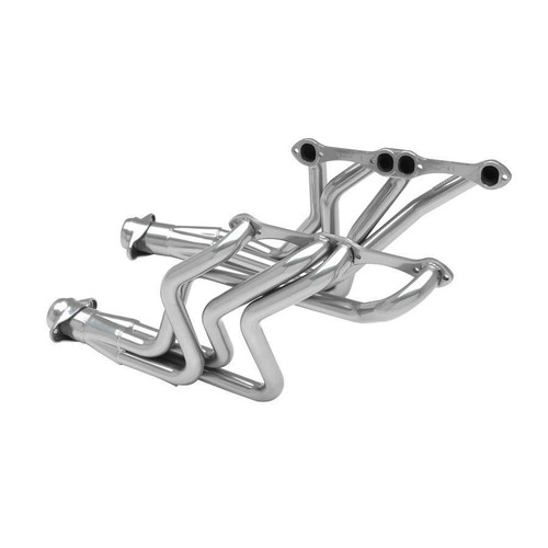 Flowmaster 814110 Headers, Scavenger Series, 1-5/8 in Primary, 3 in Ball Flange, Stainless, Metallic Ceramic, Small Block Chevy, GM A-Body / B-Body / F-Body / G-Body / X-Body 1964-89, Pair