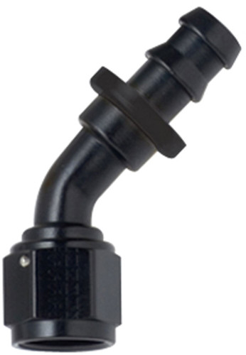 Fragola 204508-BL Fitting, Hose End, 8000 Series Push-Lite, 45 Degree, 8 AN Hose Barb to 8 AN Female, Aluminum, Black Anodized, Each