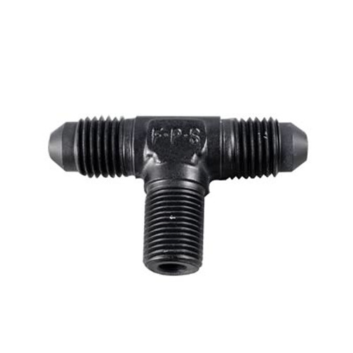 Fragola 482506-BL Fitting, Adapter Tee, 6 AN Male x 6 AN Male x 1/4 in NPT Male, Aluminum, Black Anodized, Each