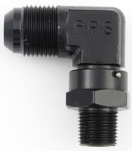 Fragola 499104-BL Fitting, Adapter, 90 Degree, 4 AN Male to 1/8 in NPT Male, Swivel, Aluminum, Black Anodized, Each