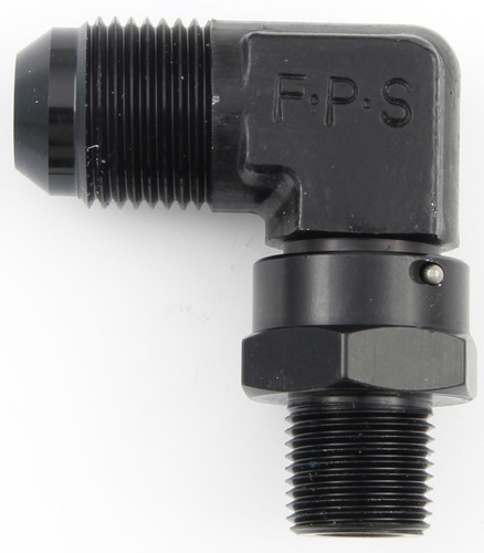 Fragola 499107-BL Fitting, Adapter, 90 Degree, 8 AN Male to 1/4 in NPT Male, Swivel, Aluminum, Black Anodized, Each