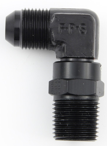 Fragola 499168-BL Fitting, Adapter, 90 Degree, 6 AN Male to 1/2 in NPT Male, Swivel, Aluminum, Black Anodized, Each