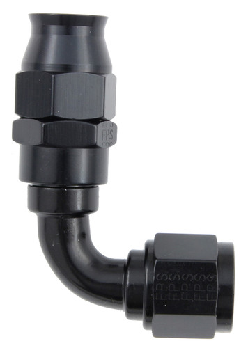 Fragola 689006-BL Fitting, Hose End, Real Street, PTFE Hose, 90 Degree, 6 AN Hose to 6 AN Female, Aluminum, Black Anodized, Each