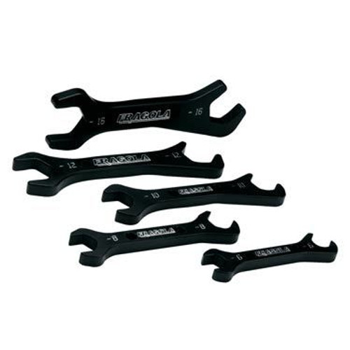 Fragola 900100 AN Wrench Set, Double End, 5 Piece, 6 AN to 16 AN, Aluminum, Black Anodized, Kit