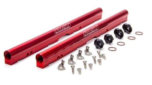 Fast Electronics 146027-KIT Fuel Rail, LSXR, 8 AN Female O-Ring Inlets, 8 AN Female O-Ring Outlets, Aluminum, Red Anodized, Brackets / Fittings Included, F.A.S.T LSXR LS3 / LS7 Intakes, Kit