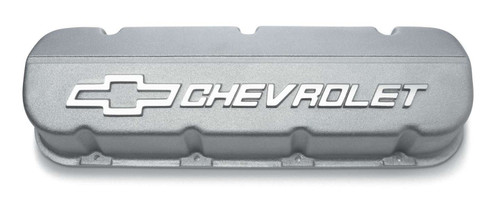 Chevrolet Performance 12371244 Valve Cover, Competition Design, Tall, Chevrolet Logo, Aluminum, Natural, Big Block Chevy, Pair