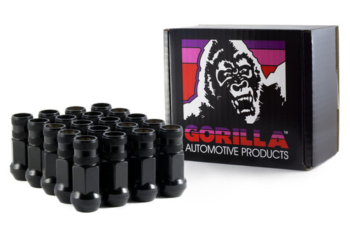 Gorilla 45038BC-20 Lug Nuts, Race, 12mm x 1.50 Right Hand Thread, Conical Seat, Open End, Steel, Black Chrome, Set of 20