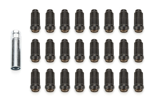 Gorilla K6TS-14150BGR Lug Nut, 14 mm x 1.5 Thread, Spline Drive, 60 Degree Seat, Closed End, Steel, Black Chrome, Set of 24