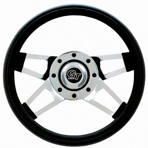 Grant 440 Steering Wheel, Challenger, 13-1/2 in Diameter, 3 in Dish, 4-Spoke, Black Foam Grip, Steel, Chrome, Each