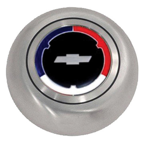 Grant 5643 Horn Button, Black / Blue / Red / White Chevy Bowtie Logo, Stainless, Natural, Grant Classic / Challenger Series Wheels, Each