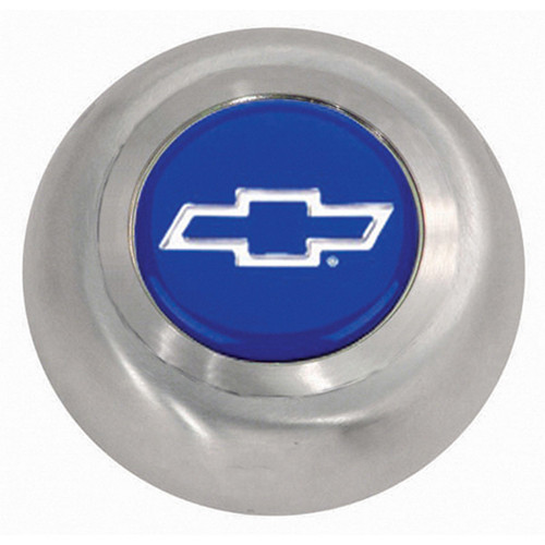 Grant 5644 Horn Button, Blue Chevy Bowtie Logo, Stainless, Natural, Grant Classic / Challenger Series Wheels, Each