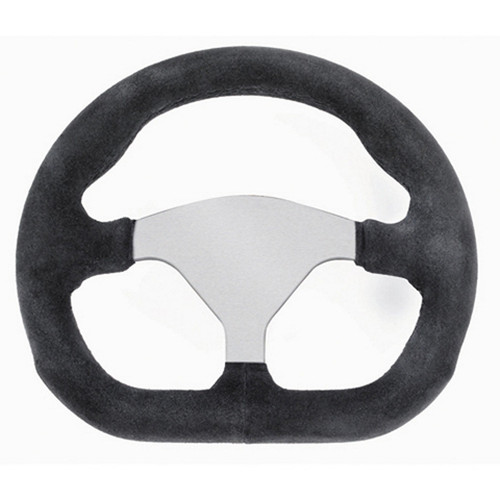 Grant 713-4 Steering Wheel, Suede Series, 10 x 9 in Diameter, D-Shaped, Flat, 3-Spoke, Black Leather Grip, Aluminum, Natural, Each