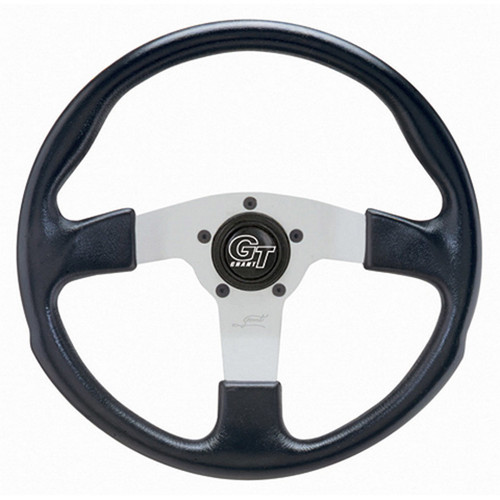 Grant 760 Steering Wheel, GT Rally, 13 in Diameter, 3 in Dish, 3-Spoke, Black Foam Grip, Aluminum, Silver Anodized, Each