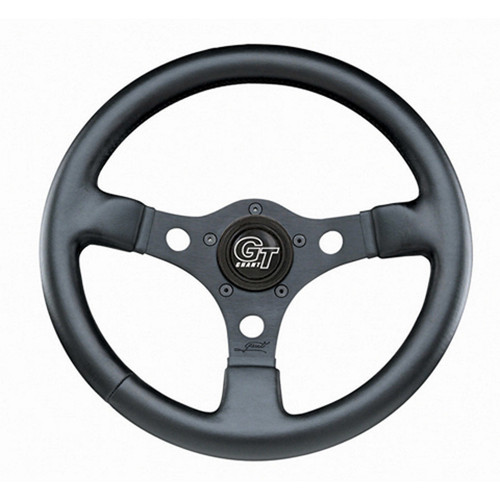Grant 773 Steering Wheel, Formula GT, 13 in Diameter, 3 in Dish, 3-Spoke, Black Vinyl Grip, Aluminum, Black Anodized, Each