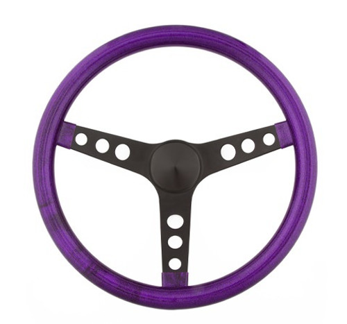 Grant 8453 Steering Wheel, Metal Flake, 13-1/2 in Diameter, 3-Spoke, Purple Metal Flake Grip, Steel, Black Powder Coat, Each