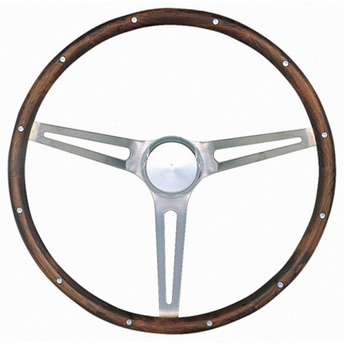 Grant 967-0 Steering Wheel, Classic Nostalgia, 15 in Diameter, 4-1/8 in Dish, 3-Spoke, Wood Grip, Stainless, Brushed, Each