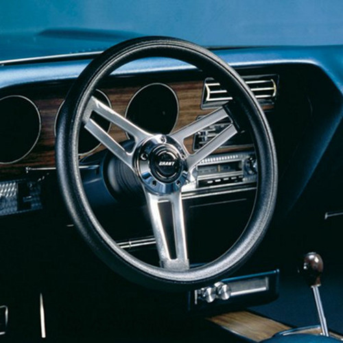 Grant 990 Steering Wheel, Classic, 14-1/2 in Diameter, 2-3/4 in Dish, 3-Spoke, Black Foam Grip, Steel, Chrome, Each