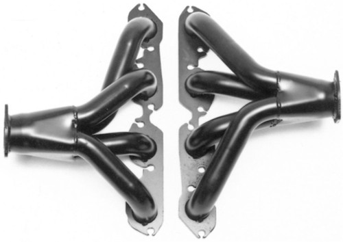 Hedman 68370 Headers, Block Hugger, 1-3/4 in Primary, 3 in Collector, Steel, Black Paint, Big Block Chevy, Street Rod 1923-49, Pair