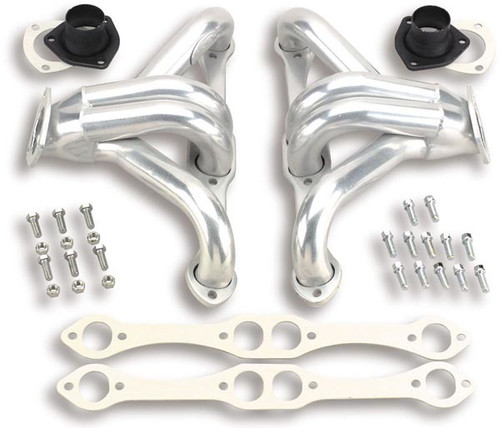 Hooker 2001HKR Headers, Super Competition, Block Hugger, 1-5/8 in Primary, 2-1/2 in Collector, Steel, Metallic Ceramic, Small Block Chevy, Universal, Pair