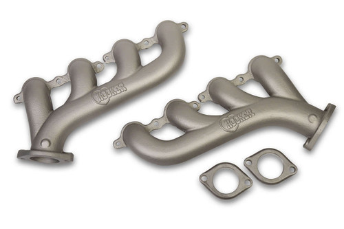Hooker 8501-4HKR Exhaust Manifold, LS Cast Iron, 2.25 in Outlet, Ductile Iron, Titanium Ceramic, GM LS-Series, Pair
