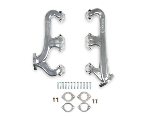 Hooker 8525-1HKR Exhaust Manifold, 2.50 in Outlet, Iron, Silver Ceramic, Small Block Chevy, Pair