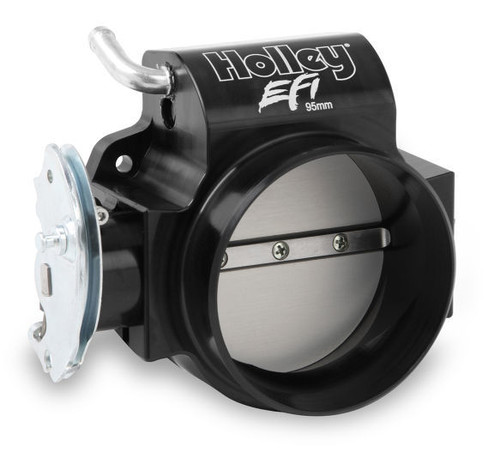 Holley 112-585 Throttle Body, Billet 95 mm Taper Bore, 4-Bolt Stock Flange, 105 mm Single Blade, Aluminum, Black Anodized, GM LS-Series, Each