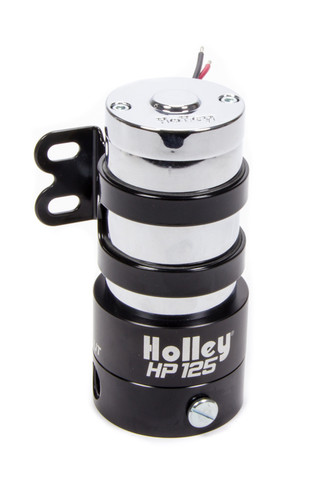 Holley 12-125 Fuel Pump, HP Series, Electric, In-Line, 110 gph at 7 psi, 3/8 in NPT Female Inlet / Outlet, Black / Chrome, Gas / Alcohol, Each