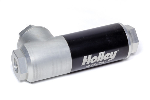 Holley 12-875 Fuel Pressure Regulator, EFI, 60 psi, In-Line, 3/8 in NPT Female Inlet, 3/8 in NPT Female Outlet, 3/8 in NPT Female Return, 10 Micron Filter, Aluminum, Black / Clear Anodized, Gas, Each