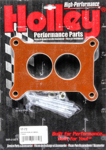 Holley 17-72 Carburetor Spacer, 1 in Thick, 2 Hole, 2-Barrel Flange, Plastic, Black, Each