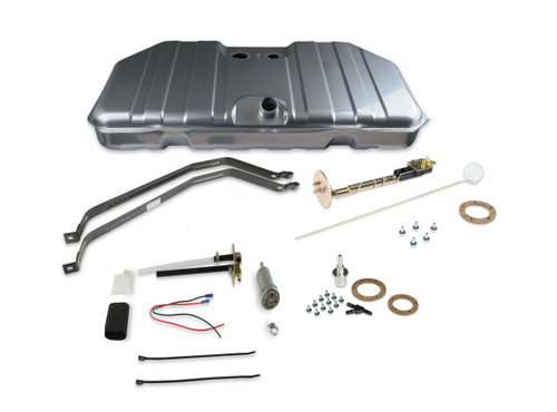 Holley 19-401 Fuel Tank, Snipe EFI, 18 gal, 400 lph Pump, 1/4 in NPT Outlet, 1/4 in NPT Return, Sending Unit, Steel, Silver Powder Coat, GM F-Body 1967-68, Kit