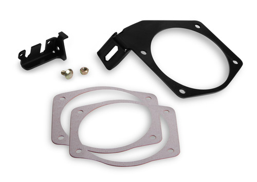 Holley 20-147 Throttle Cable Bracket, Under Throttle Body Mount, Cruise Control, Steel, Black Paint, Factory / Fast Intakes, 90 / 95 mm Throttle Bodies, GM LS-Series, Each