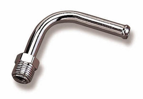 Holley 34-22 Fitting, Adapter, 90 Degree, 3/8 in Hose Barb to 5/8-18 Inverted Flare Male, Steel, Chrome, Each