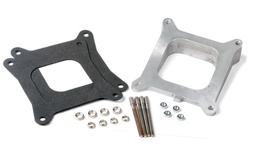 Holley 717-2 Carburetor Spacer, 12 Degree Angled, 1-5/8 in Thick, Open, Square Bore, Aluminum, Natural, Each