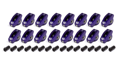 Howards Racing Components 90070 Rocker Arm, The Purple Rocker, 3/8 in Stud Mount, 1.50 Ratio, Full Roller, Billet Aluminum, Purple Anodized, Small Block Chevy, Set of 16