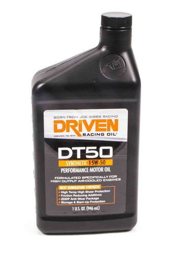 Driven Racing Oil 2806 Motor Oil, DT50, 15W50, Synthetic, 1 qt Bottle, Each